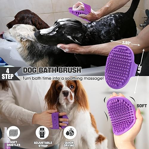 Miniatura 7 de Kit de 4 cepillos para perros para perros  Cepillo grande para perros Goldendoodles caniches garabatos  Cepillo largo de pelo  Cepillos y peine de