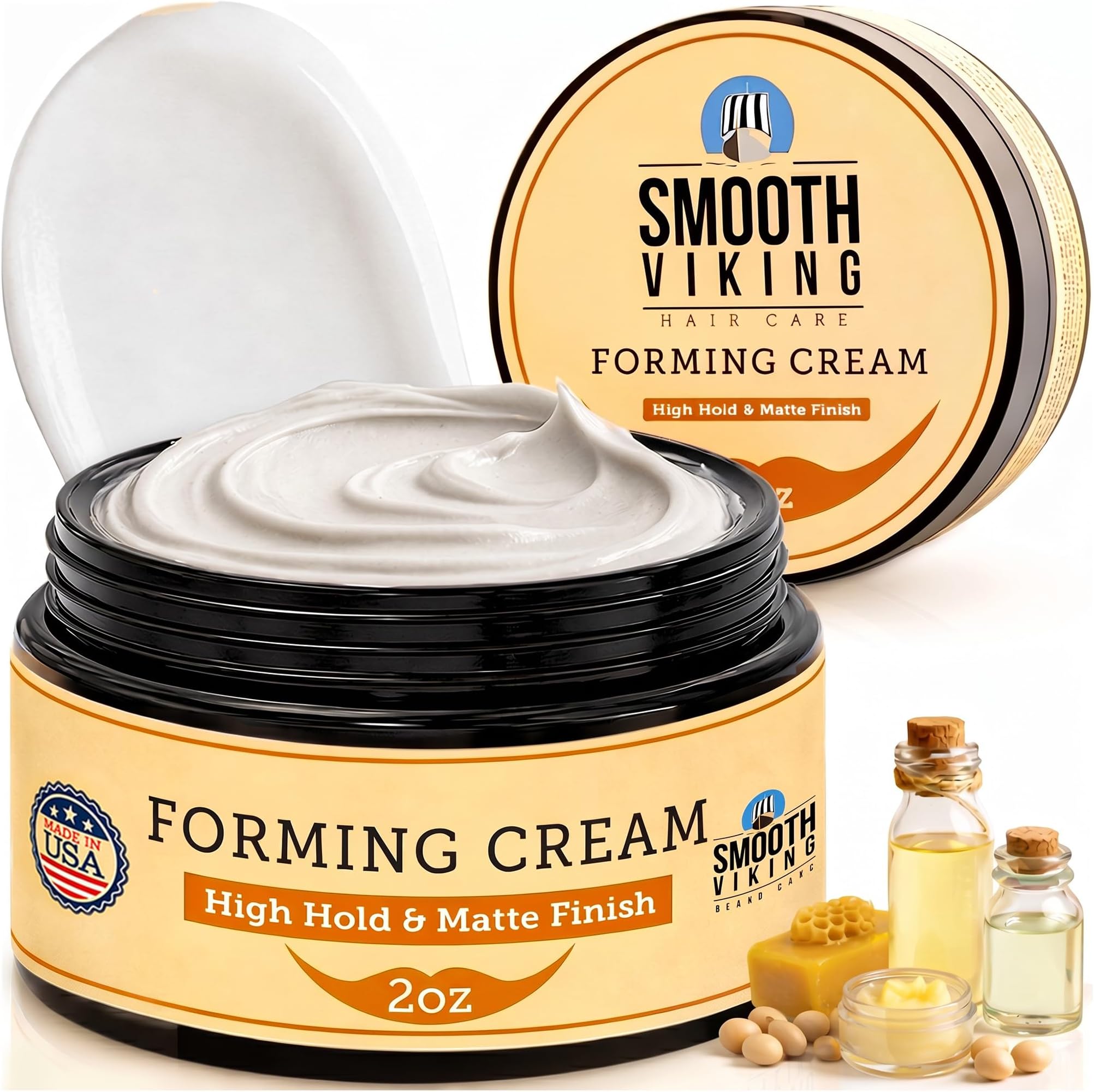 Smooth Viking Beard Care Forming Cream for Men - Hair Styling Cream for High Hold & Matte Finish - Best Pliable.