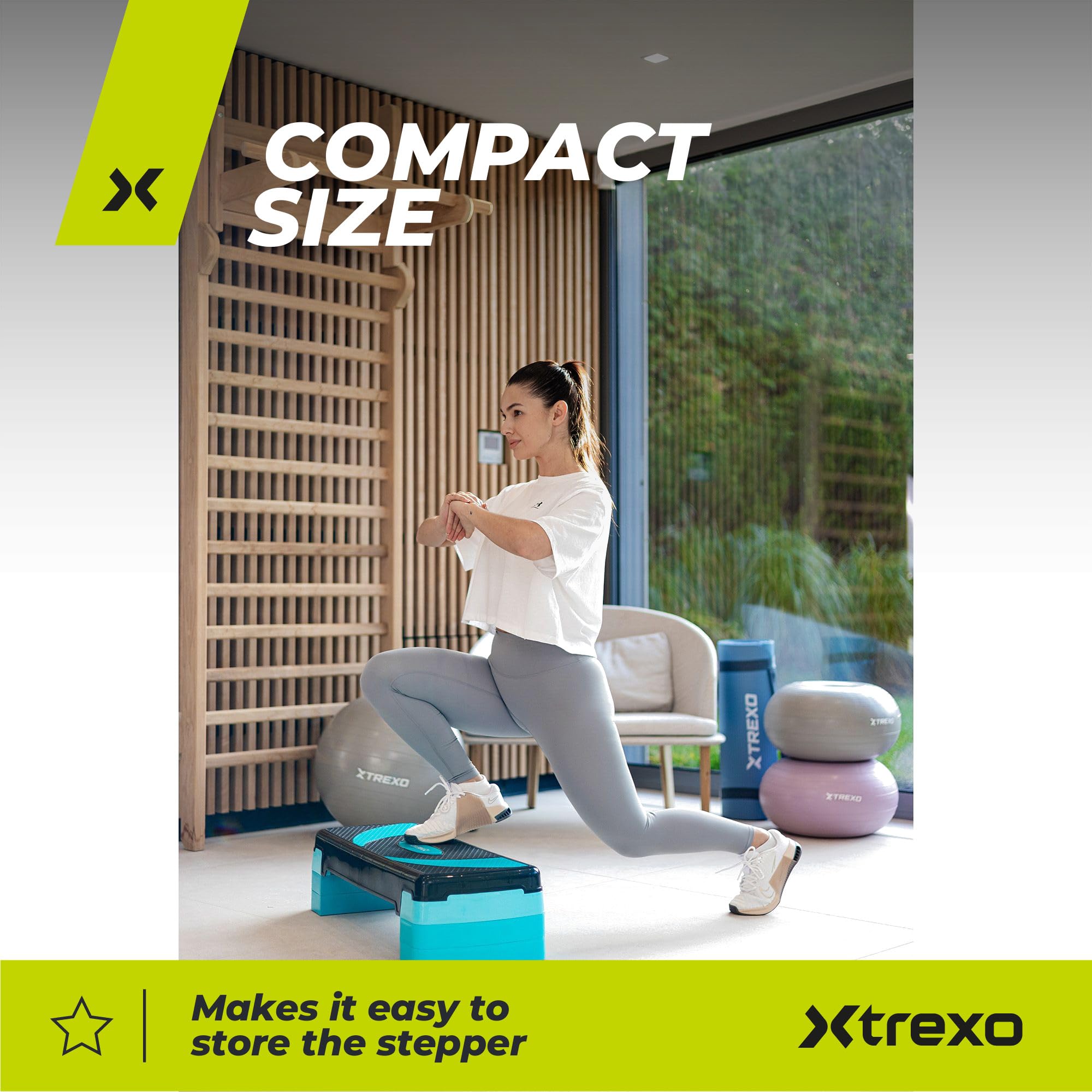 TREXO Aerobic Step - Step de 78 x 30 cm para ejercicios cardiovasculares y entrenamiento de fitness, altura ajustable 10-20 cm, resistente de polipropileno y TPR Step de aeróbic de alta calidad, azul,