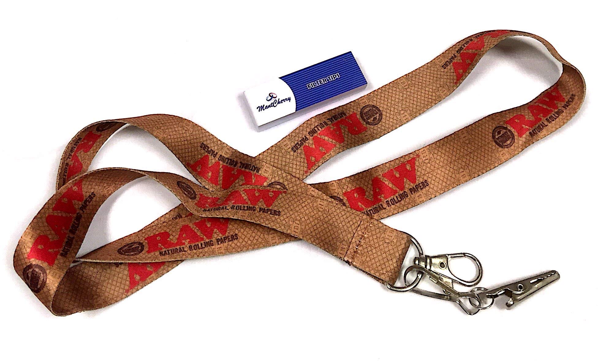 MontCherry Brand Exclusive Tips Pack and RAW Rolling Papers Brand "RAWSOME" Lanyard ID/Badge/String/Keychain Combo Deal by Trendz