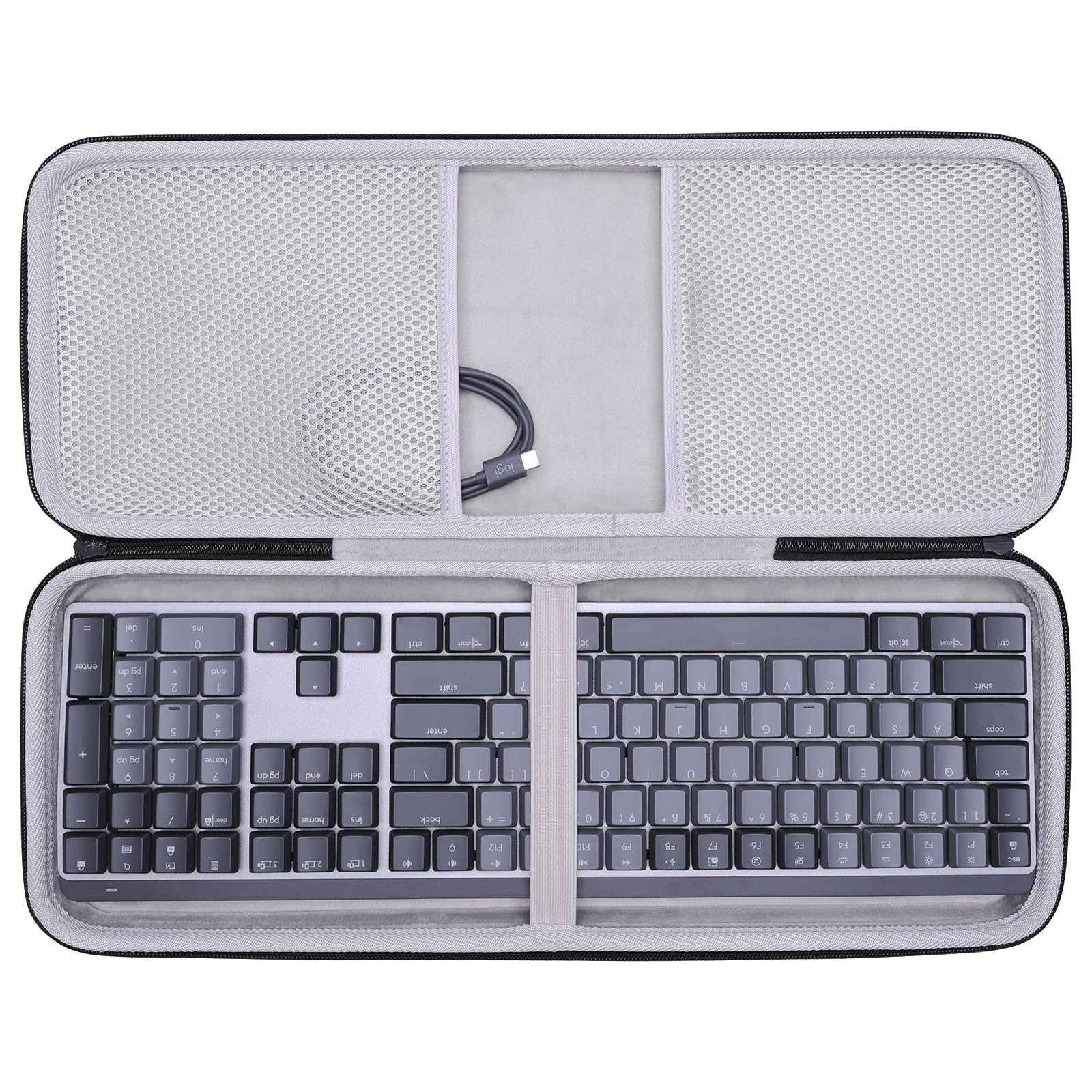 LTGEM Case Compatible with Logitech MX Mechanical Wireless Illuminated Performance Keyboard, Office Travel Carrying Storage Bag - Black+Gray(Case Only
