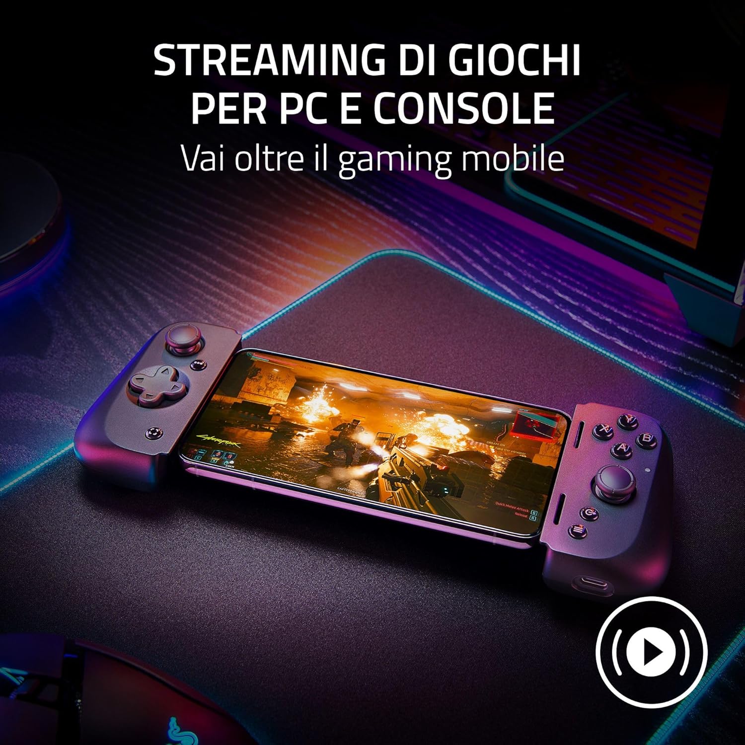 Razer Kishi V2 - Controller di gioco mobile USB-C per iPhone e Android (pulsanti d'azione mecha-tattili, D-Pad, stick analogici, jack audio da 3,5 mm, bassa latenza, RGB) Nero Kishi V2 USB-C - Immagine 4