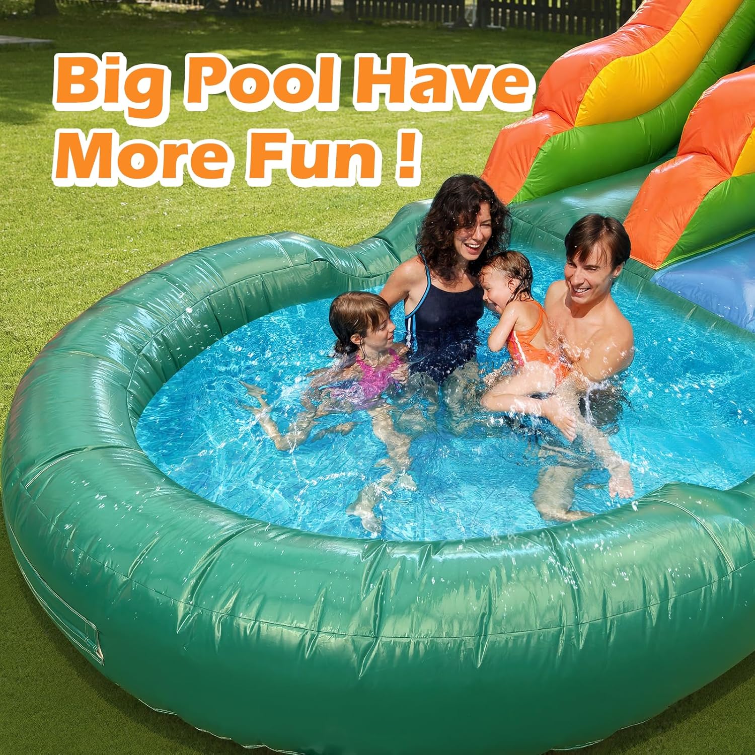 Water Slide Commercial, 21FT Big Water Slide for Kids and Adults with Powerful 950W Blower&Water Tube,100% Commercial Grade PVC Inflatable Adult Water Slides with Splash Pool (Green, 21x12x9FT)