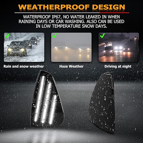 Miniatura 6 de Gempro LED Front Side Marker Lights Assembly for Dodge Charger 2006 2007 2008 2009 2010 Corner Signal White Led Lamps, 2PCS (Smoked Black)