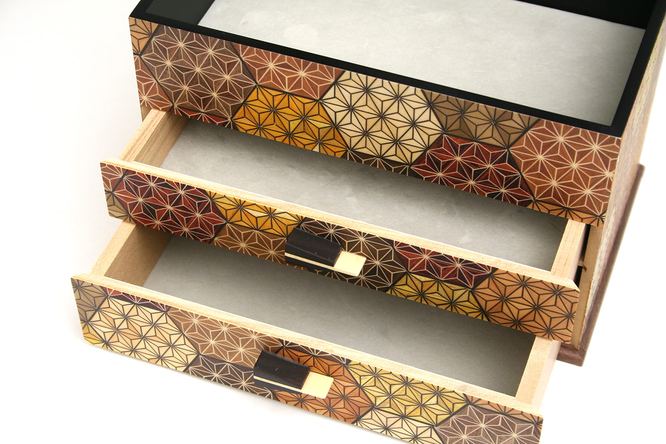 Amazon｜箱根寄木細工 7寸2ッ引き出し ハネ鏡 亀甲｜鏡台