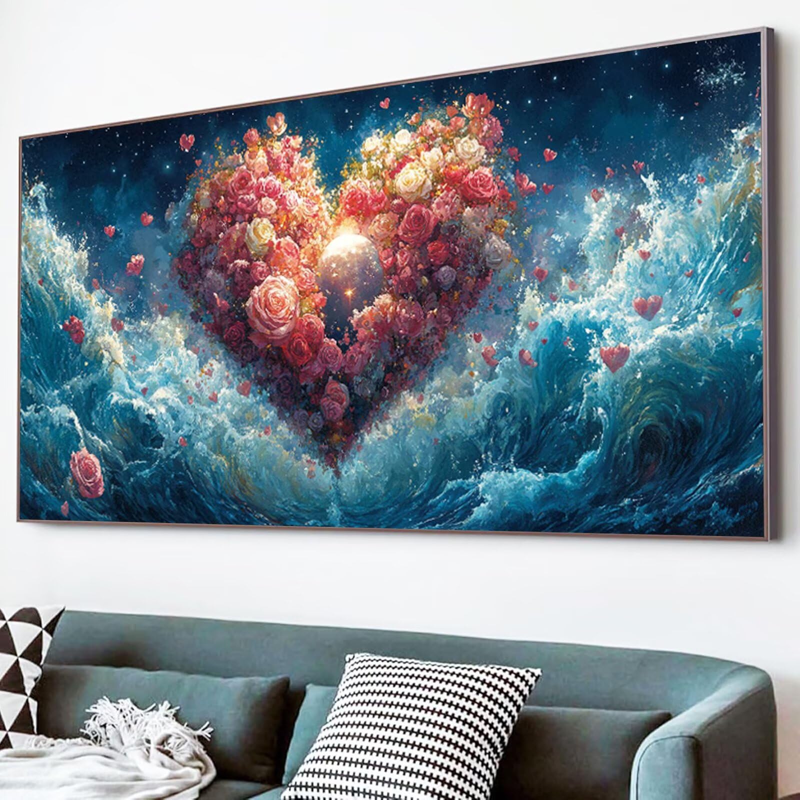 Diamentowe malowanie duże 40x100cm diamentowe malowanie serce 5D diamentowe malowanie chmura diamenty sztuka rzemiosło dorośli początkujący cyrkonie haft krzyżykowy zestawy do dekoracji domu Y6-666