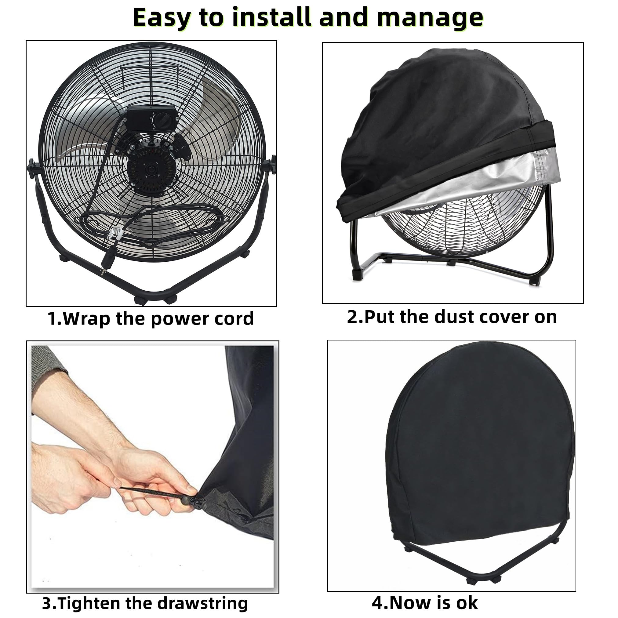 Cubierta de ventilador de piso para almacenamiento de ventiladores de piso de 18 a 20 pulgadas, cubiertas impermeables contra el polvo para ventiladores industriales de piso de 18 a 20 pulgadas de 5
