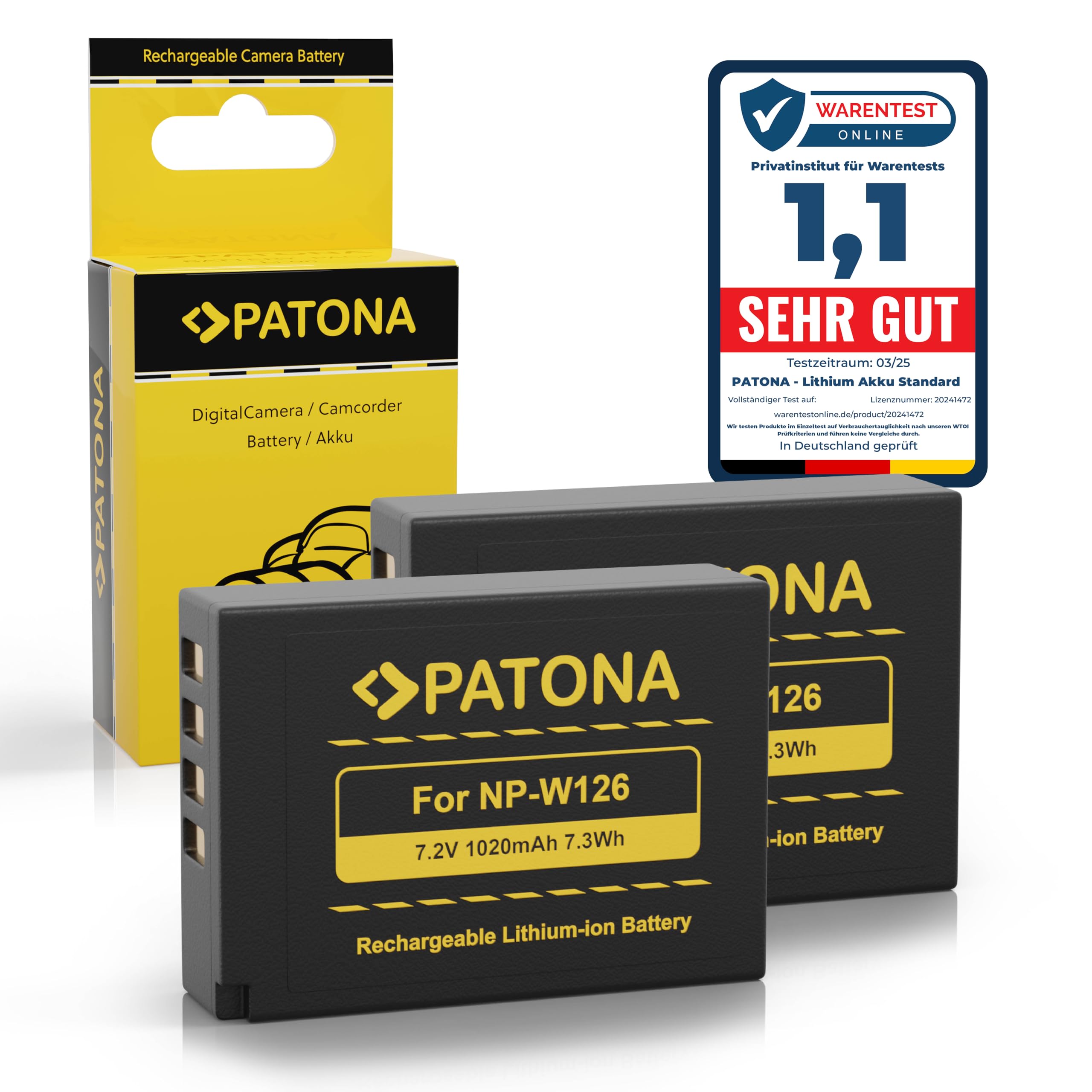 PATONA 2x NP-W126 Batteria 1020mAh – ricambio per Fujifilm NP-W126/NP-W126S – per X100V X100VI X100F, X-T3 X-T5, X-T20–X-T50, X-M5, X-S10, X-Pro, X-E, X-A – doppia scorta per la serie X
