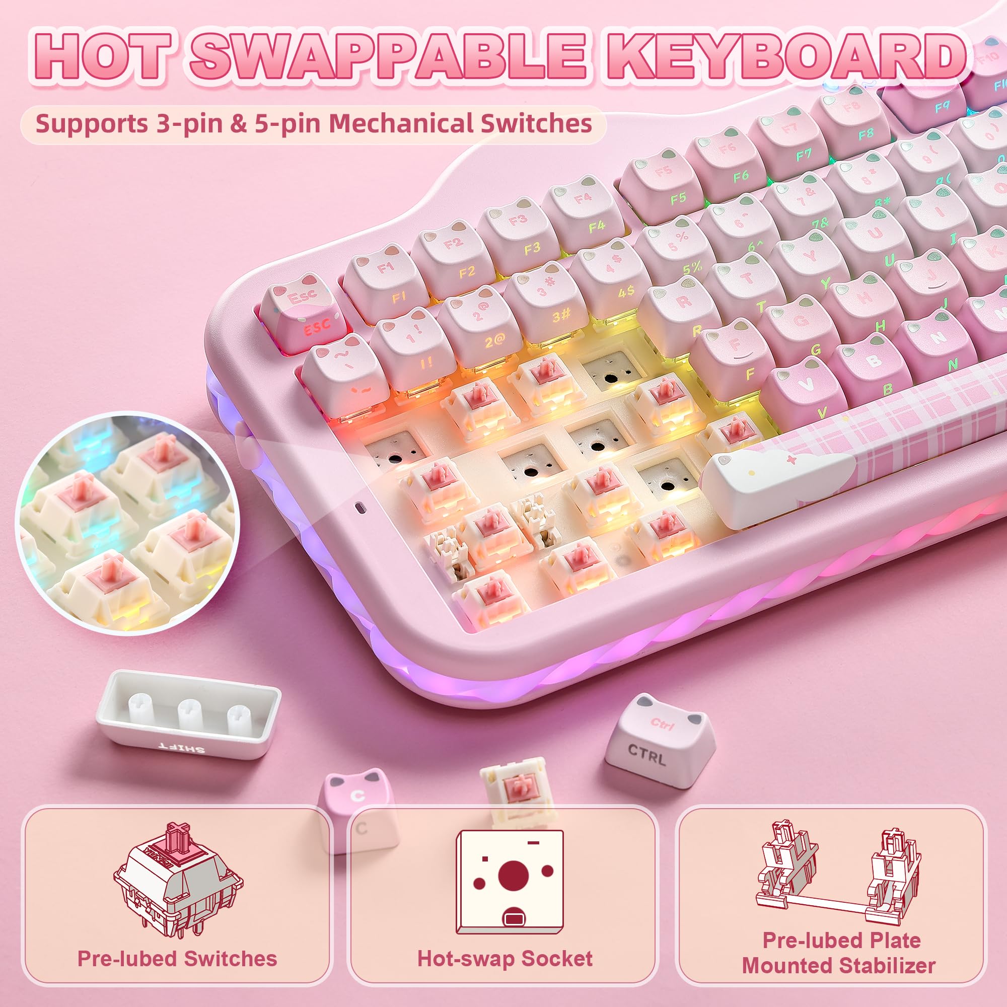 Amazon | YUNZII C98 ワイヤレスメカニカルキーボード テンキー付き