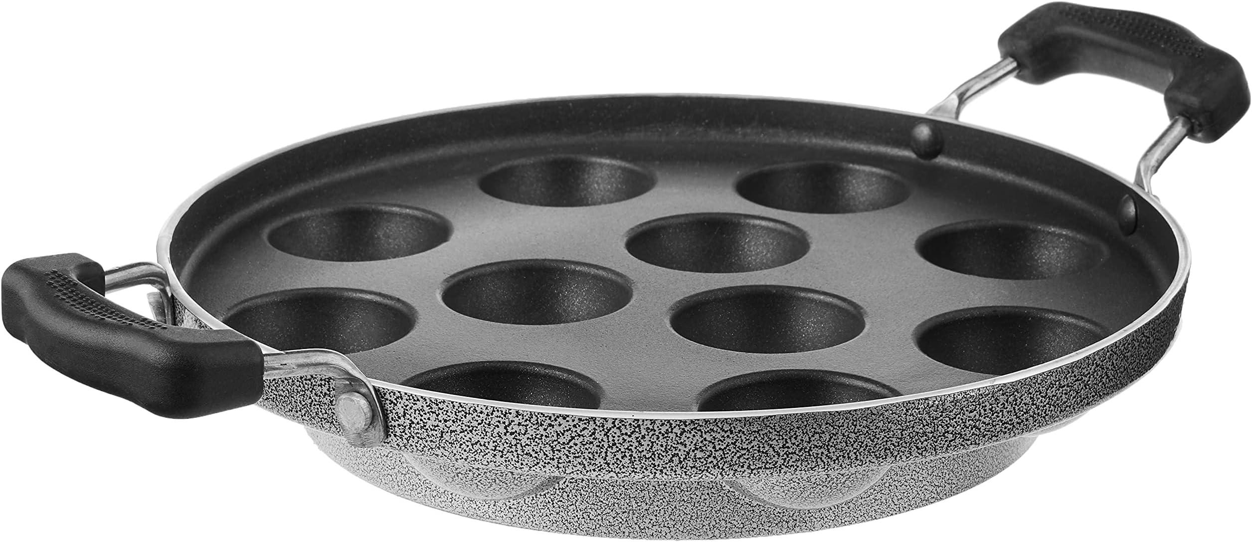 Omega Select Plus Non-stick Paniyarakkal/Kuzhi Paniyaram/Idli/Filled Pancake Pan Also Aebleskiver/Ebelskivers Pop Maker, 11 Pits - 250 mm, Black)