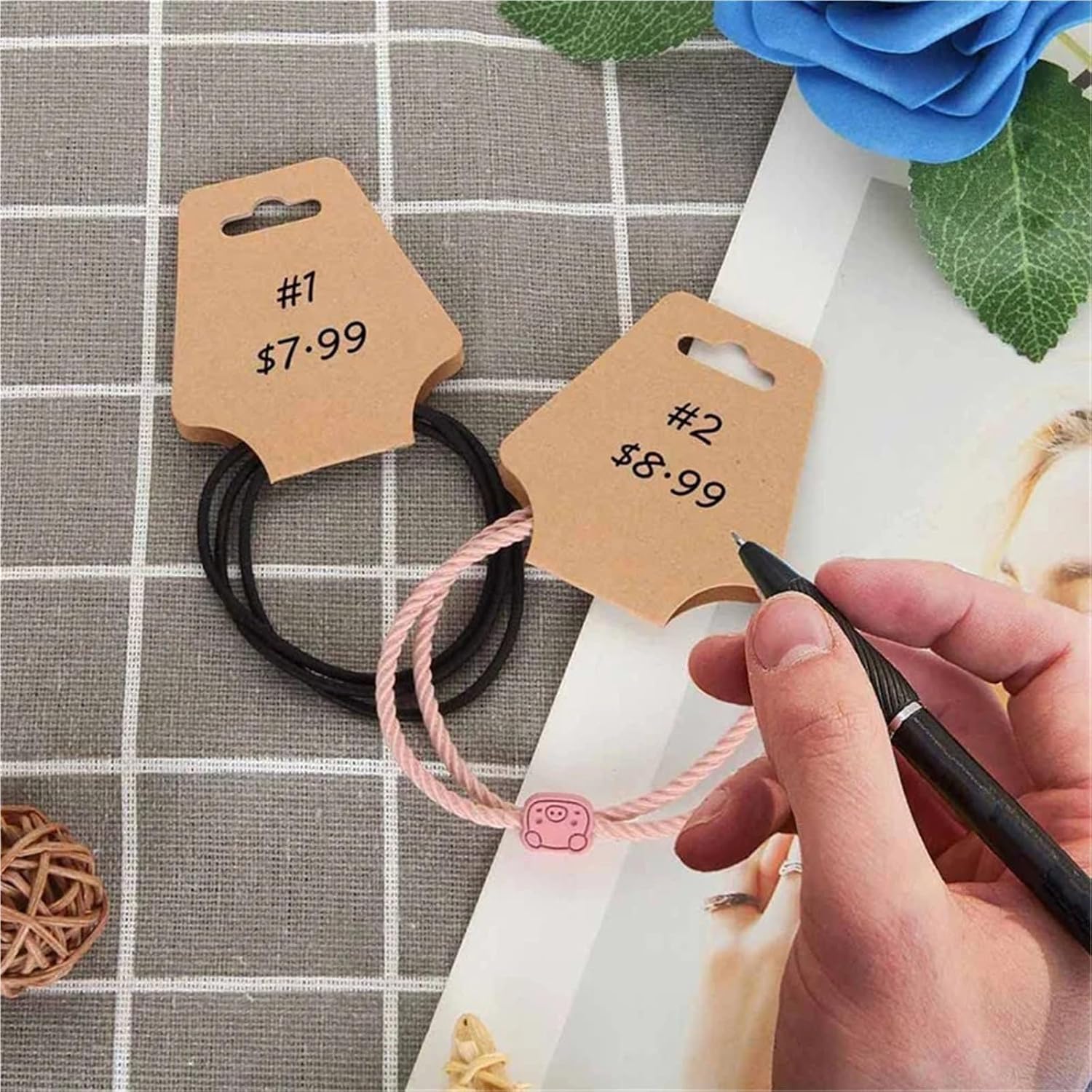 Jewelry Tags Roll 400PCS Jewelry Packaging Kraft Paper Necklace Holder Tags Card Bracelet Display Cards for Bracelet, Ring