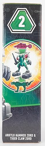 Miniatura 13 de Power Rangers Dino Fury - Martillo Ankylo rosa y garra de tigre verde, juguetes Zord para niños de 4 años en adelante Zord Link Sistema de