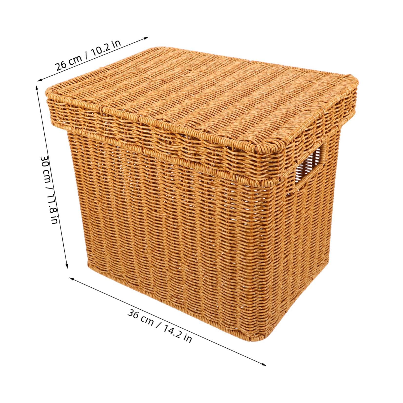 Toyvian Caja Archivadora de Mimbre con Tapa, Plástico Marrón, 36x30x26 Cm