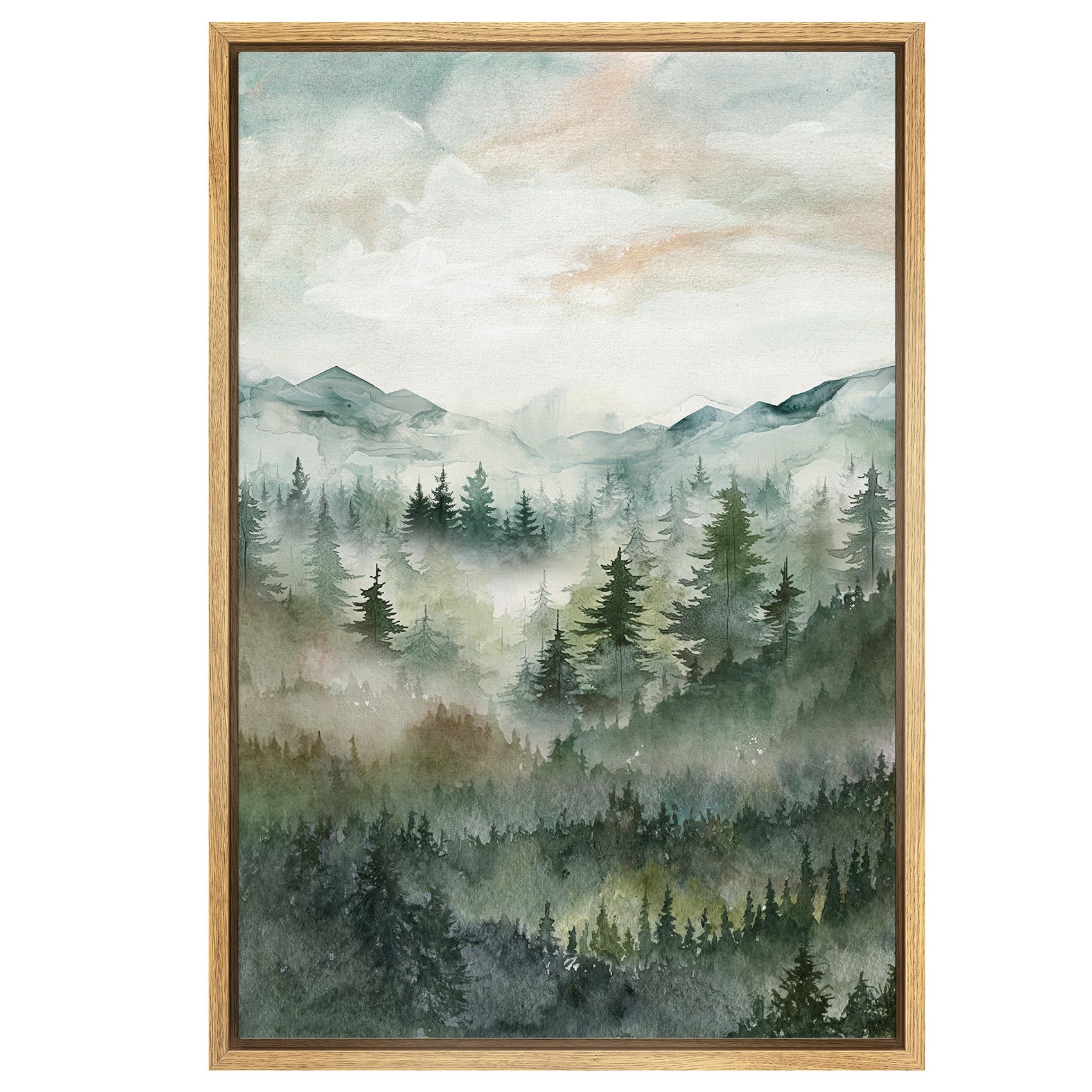 Amazon.com: SIGNWIN Framed Canvas Print Wall Art Misty Forest Landscape ...