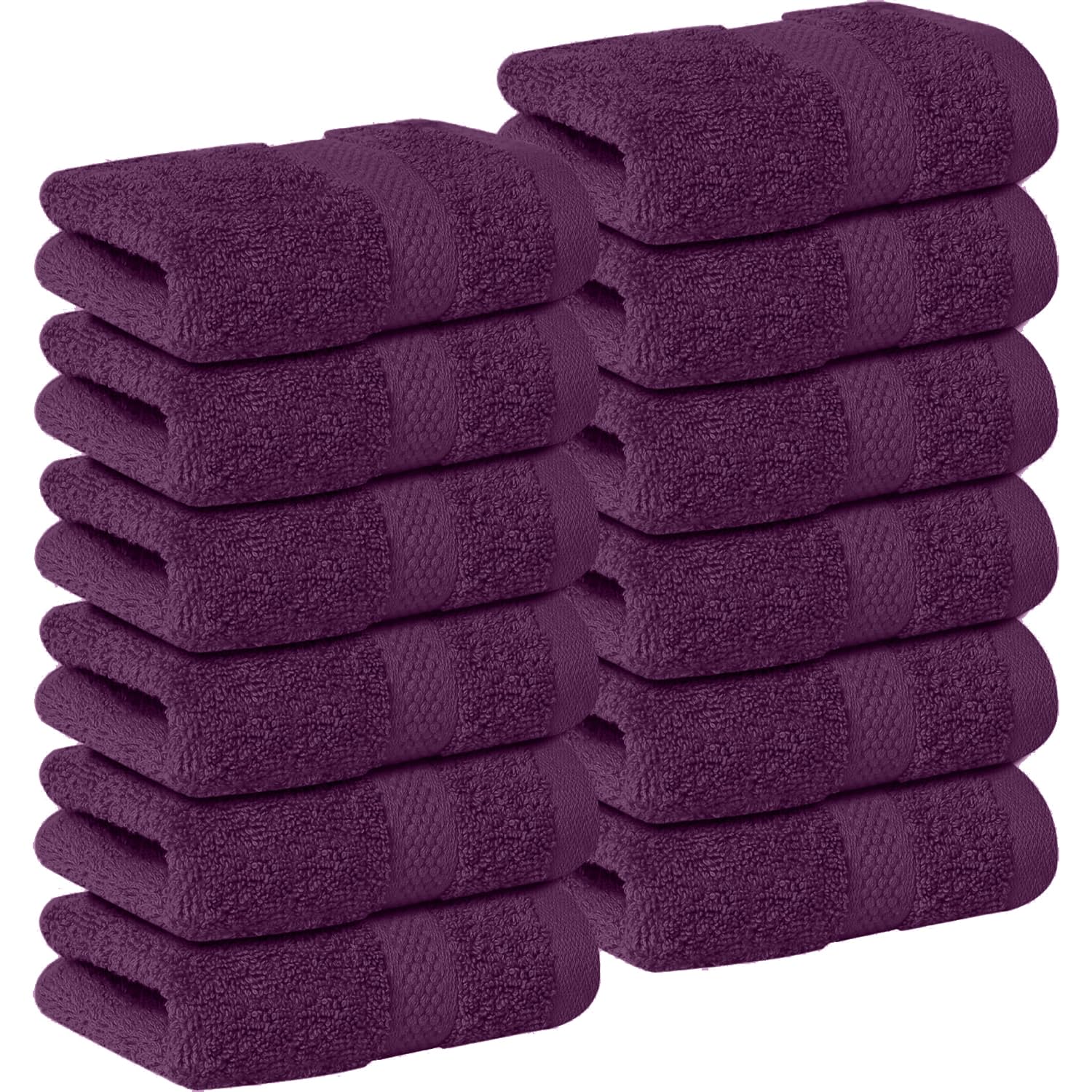 DAN RIVER 12-Pack Premium 100% Cotton Purple Passion Face Towels for Bathroom - Reusable Face Wash Cloths for Showering 12 X 12 Inches - 550 GSM Super Soft &amp; Absorbent Luxury WashCloths for Body &amp; Spa