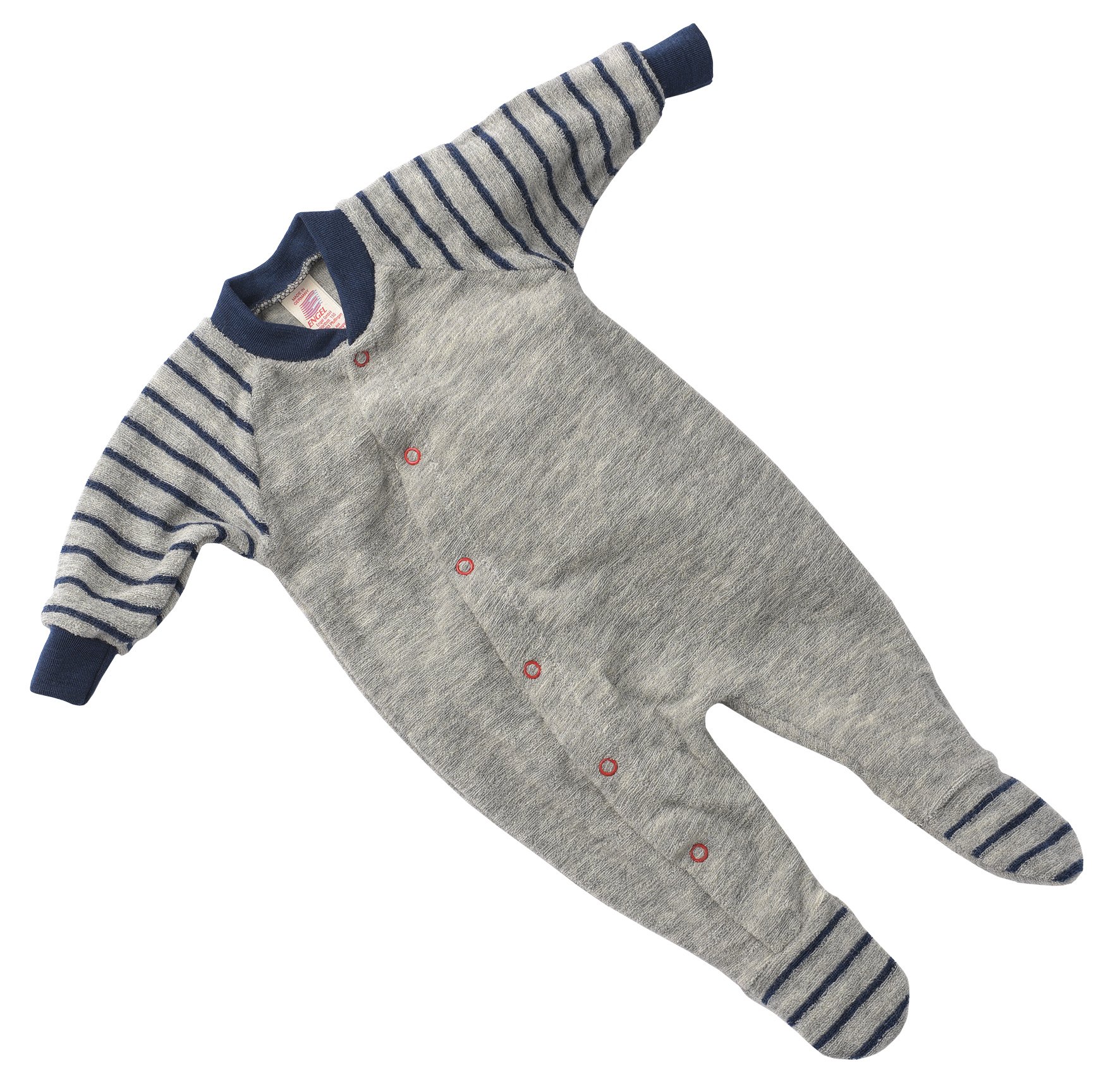 Engel Natur, Baby und Kinder Schlafanzug Frottee, 100% Wolle (74/80, Hellgrau Melange)