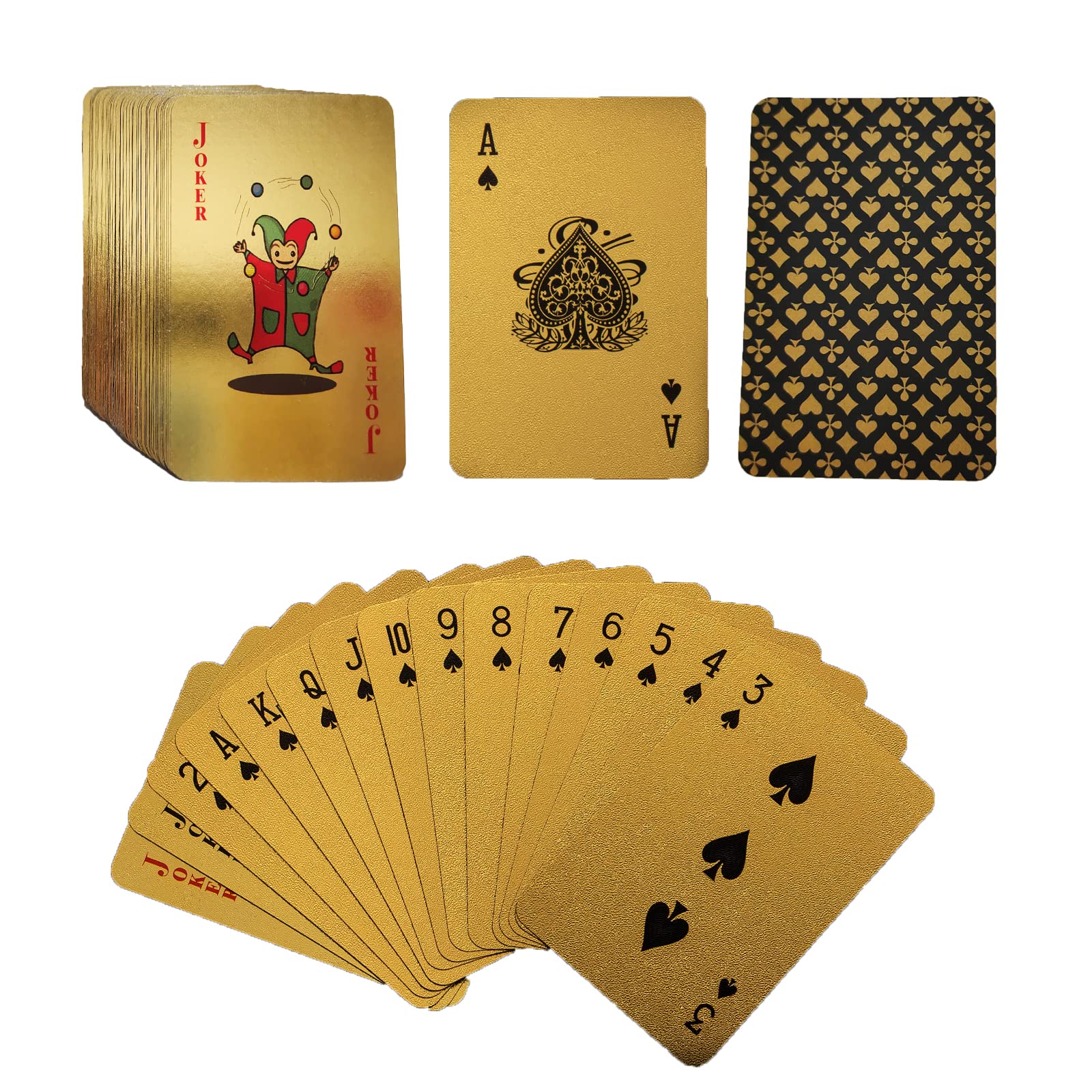 VOVCIG Mini Playing Cards, 2 Deck Gold Miniature Card Set Waterproof Foil Poker Cards Game Poker Traveling Decks Cards for Teens Adults(Gold)