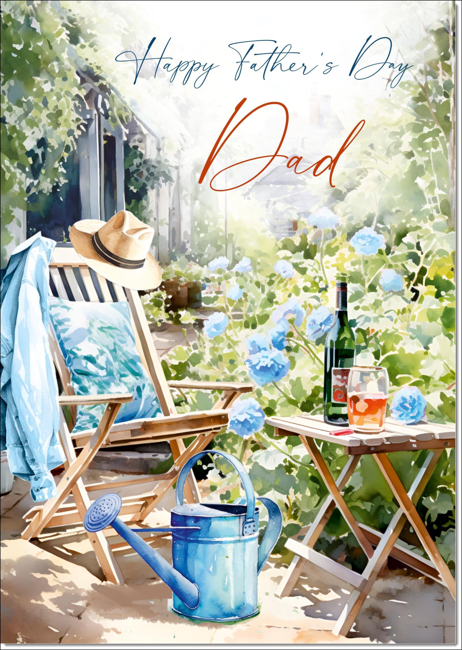 doodlecards Dad Fathers Day Card Relax in the Garden Large A4 Size with Plain Envelope