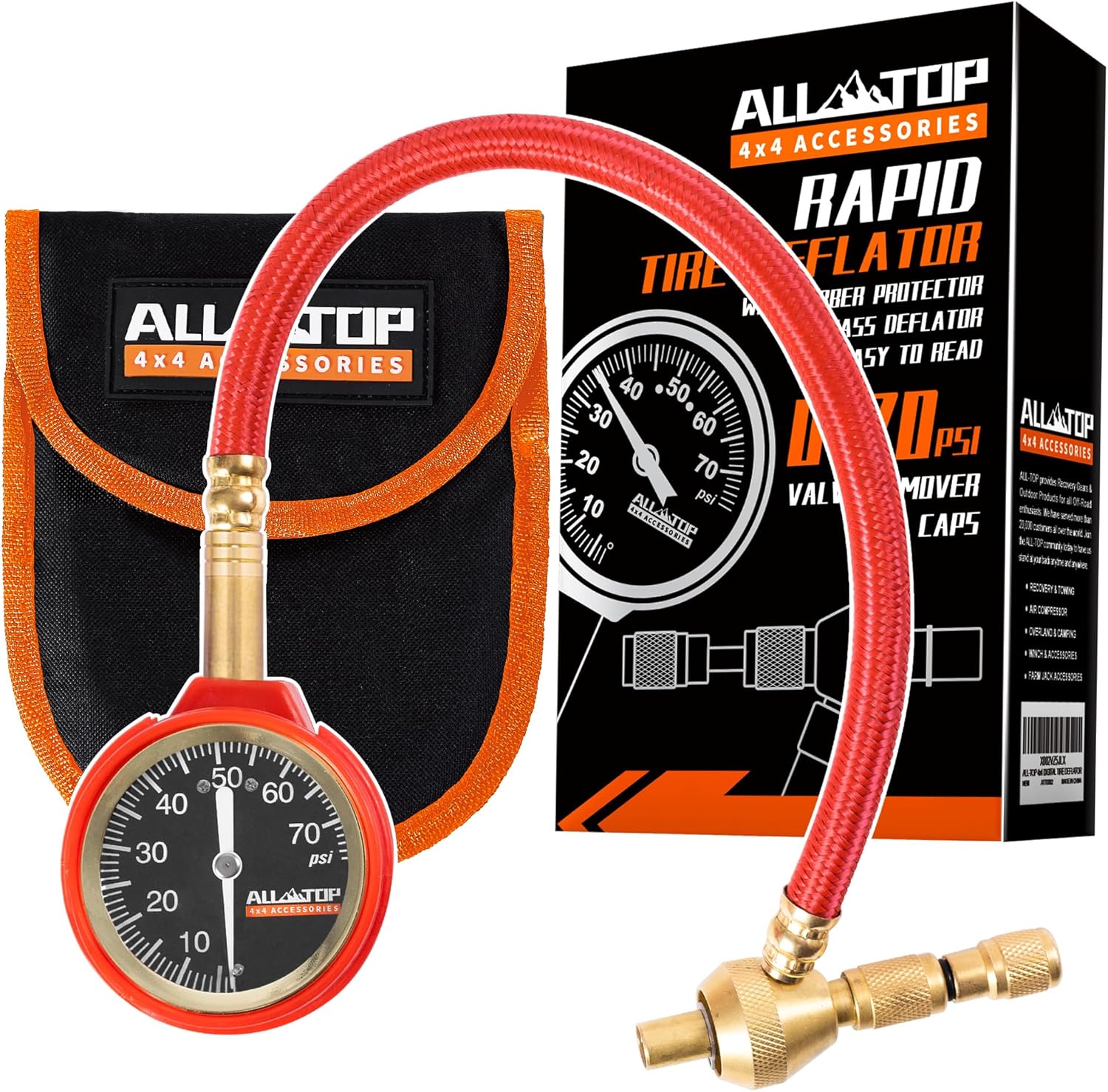 ALL-TOP 4x4 Digital Tire Deflator kit, Professional Tire Pressure Gauge, Air Down Master, Rapid Tire Deflator (250 PSI)