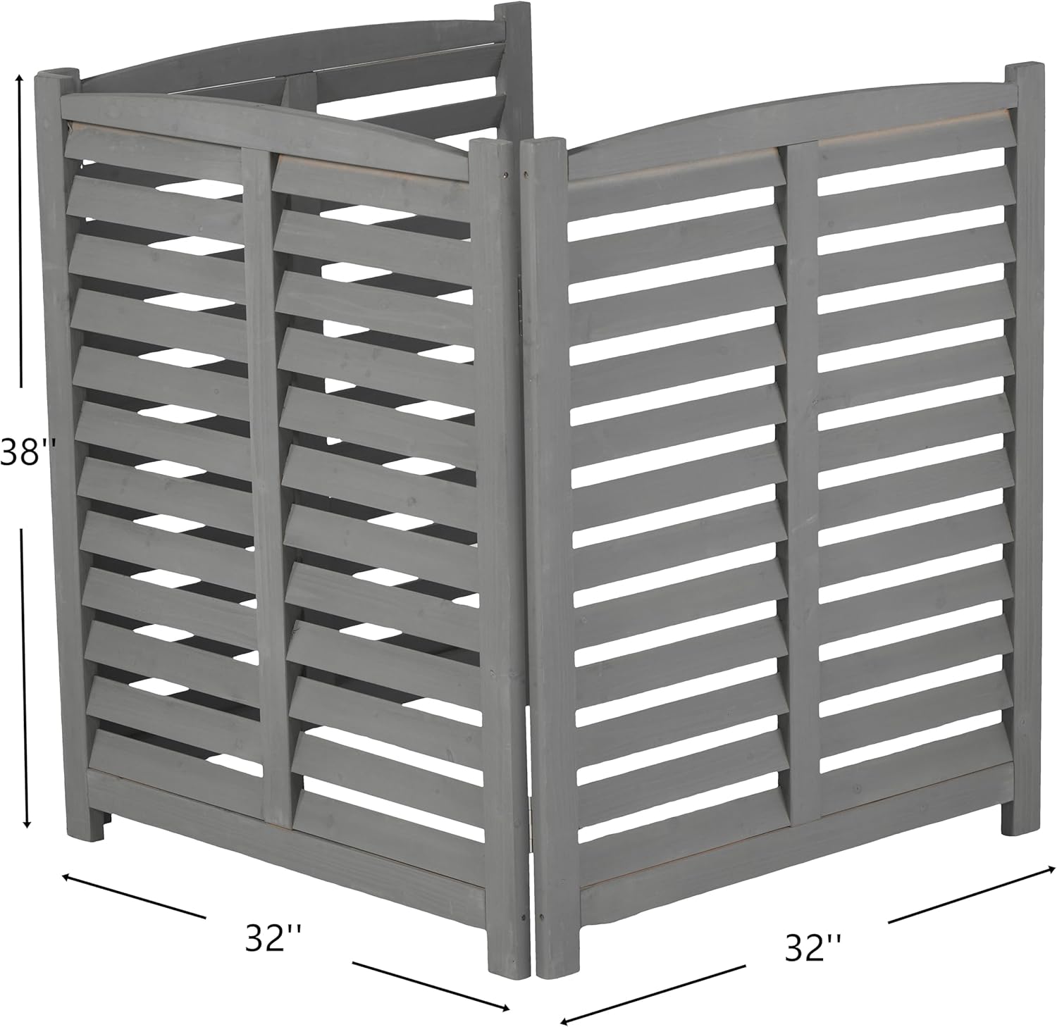 YOPTO 32" W x 38" H,3-Panel Outdoor Air Conditioner Fence,Wooden Outside Wood Privacy Screen,for Pool Equipment Enclosure,Trash Can Enclosures,Air Conditioner,Grey