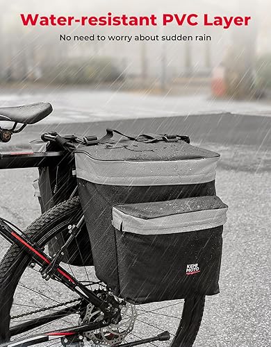 Vista 8 de KEMIMOTO Bike Bag Panniers with Rain Cover, 34L Waterproof Bicycle Saddle Bag for Rear Rack Mountain Biking Bags Storage, Ebike Accessories for