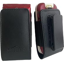 Open top Leather case with Pinch Rotating Clip Compatible with Verizon Basic Flip Phones
