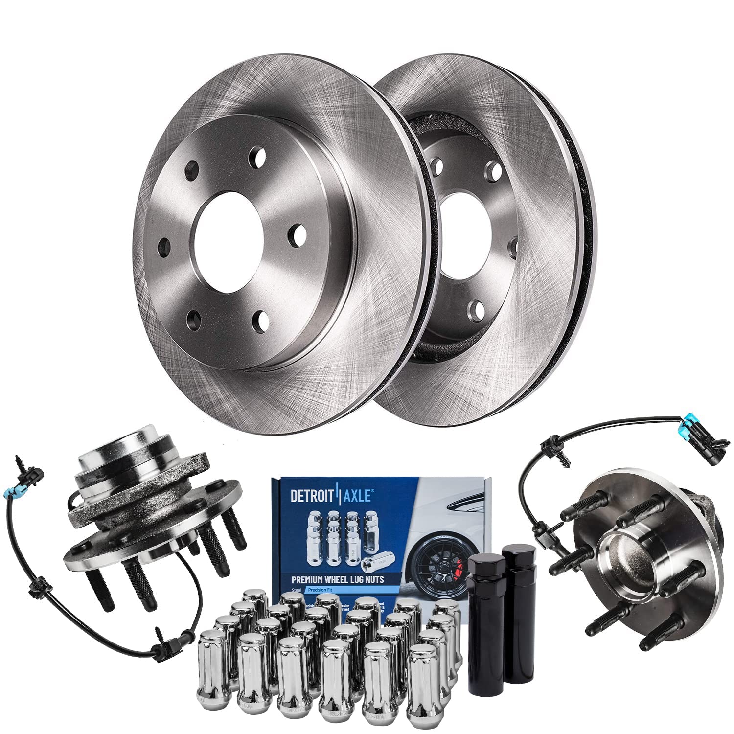 Detroit Axle - 2WD Front Wheel Bearing Hubs Brake Rotors Kit - accessories and parts | Mubboo