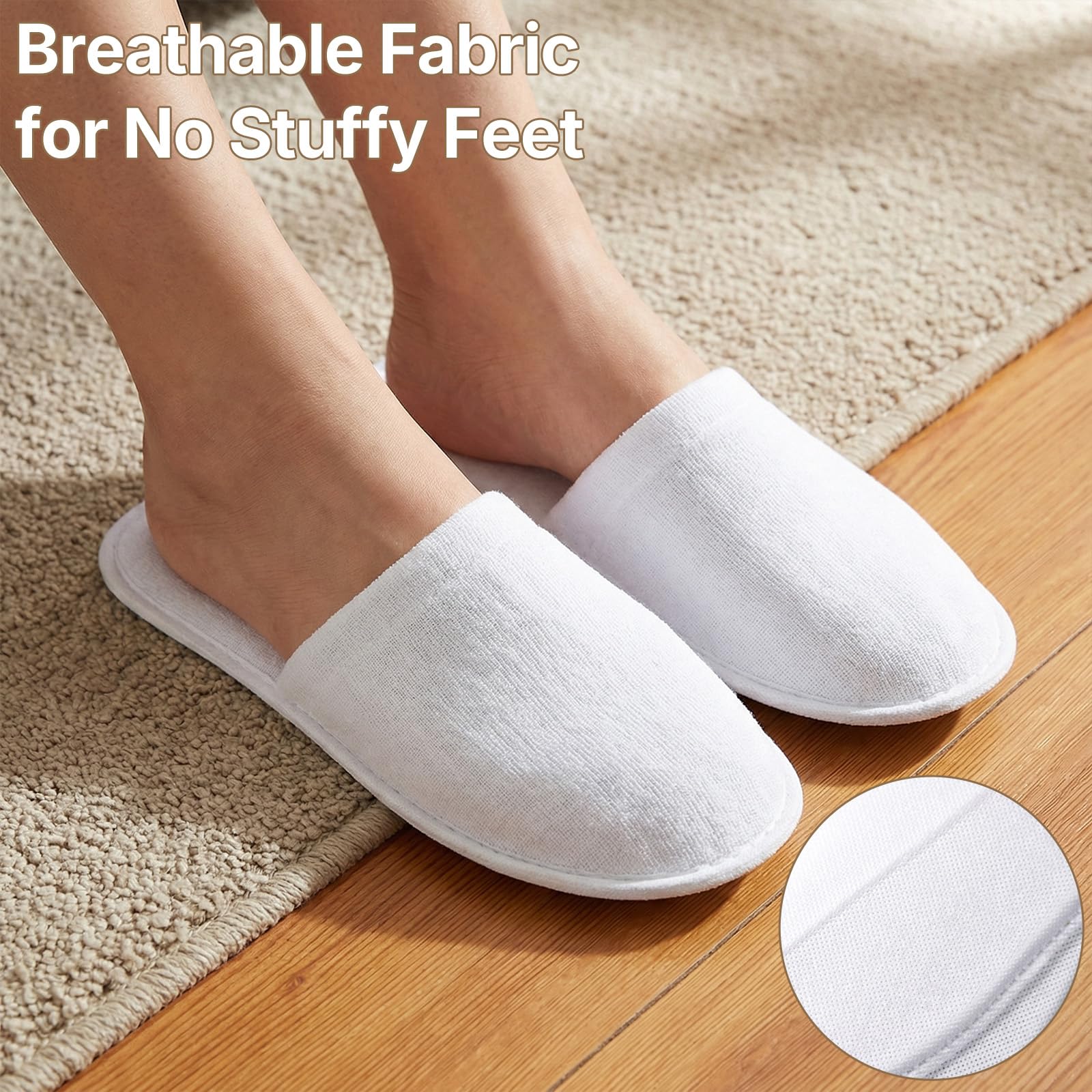 Xerteam 20 Paia Ciabatte Ospitidi, Pattine per Casa, Pantofole da Hotel, Taglia Universale, Unisex, Antiscivolo, Lavabili, Set di Pantofole per Ospiti per Viaggi in Hotel e Spa