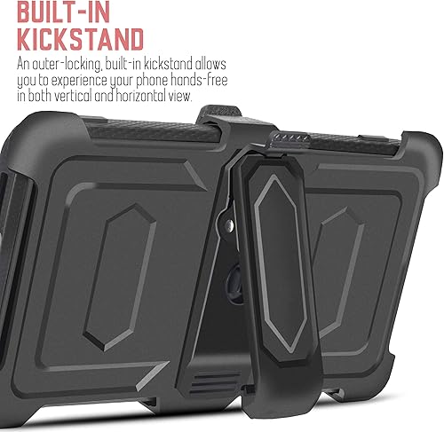 Miniatura 4 de Funda para LG K92 5G con protector de pantalla integrado, clip para cinturón con soporte integrado, funda protectora resistente a prueba de golpes