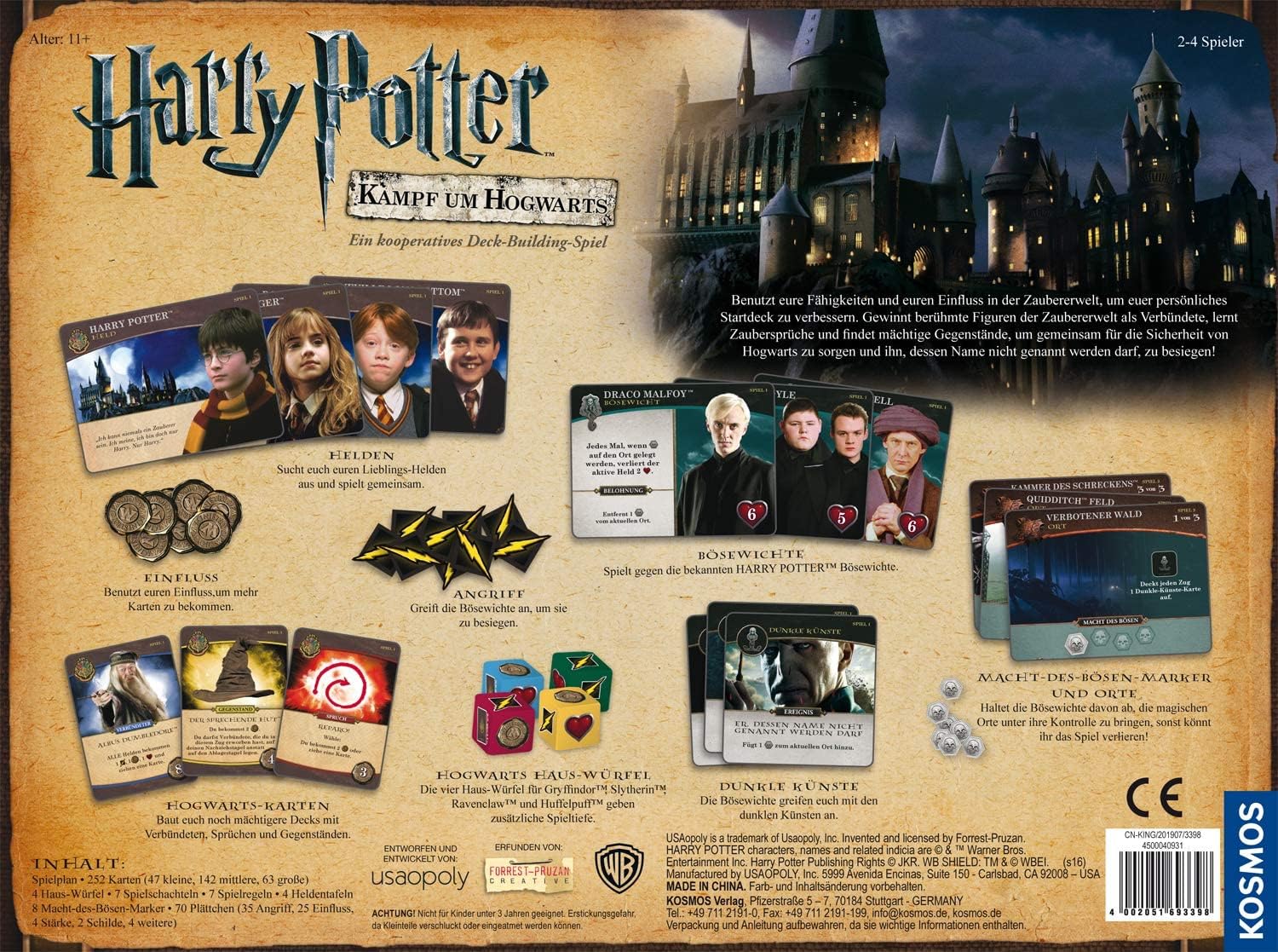 KOSMOS Harry Potter Kampf um Hogwarts - Das kooperative Spiel ab 11 Jahre | Für 2-4 Personen, Hogwarts Battle deutsch, 7 Schuljahre, In 7 Etappen die Kinofilme erleben