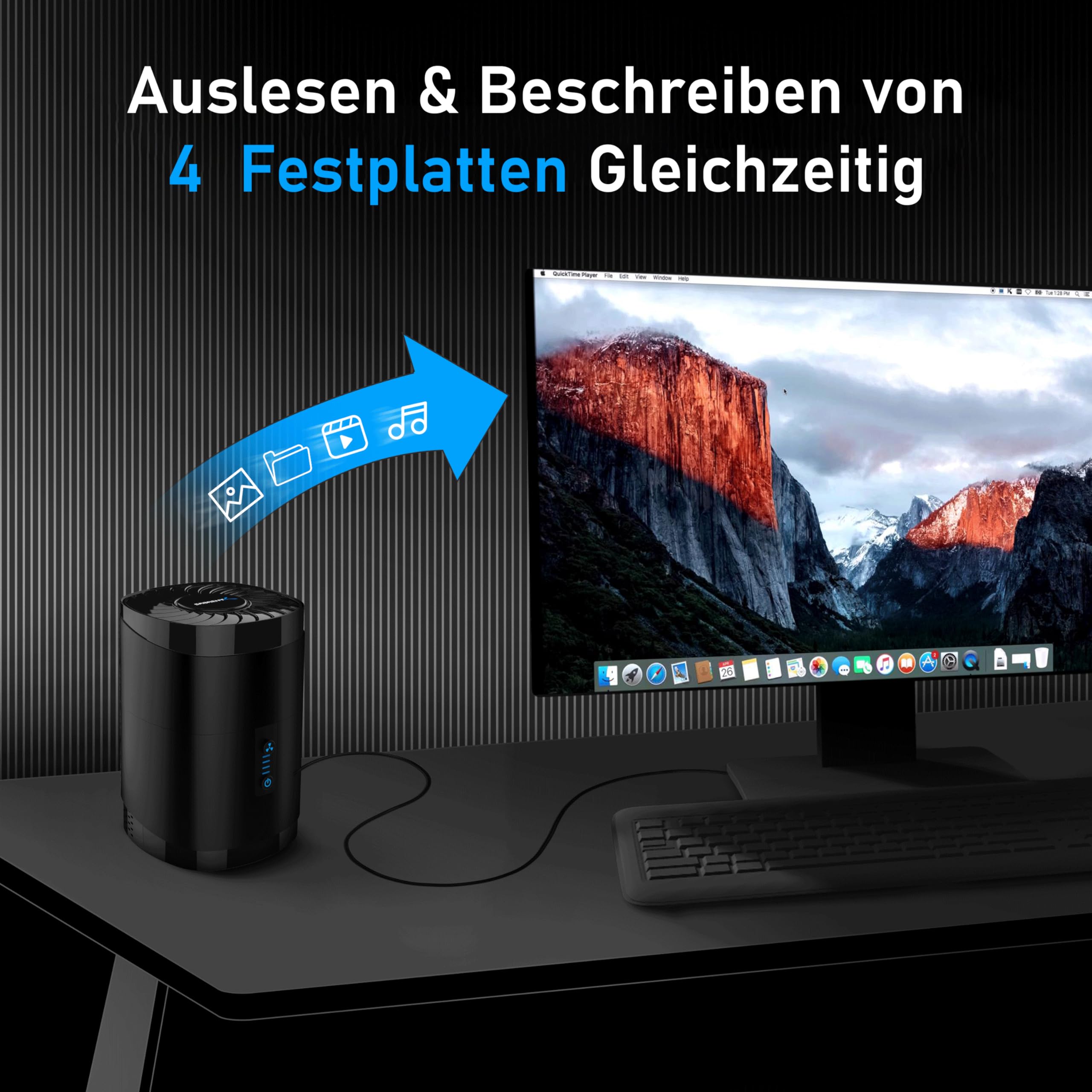 SABRENT 4 Bay Dockingstationen für 2.5 Festplatten USB A 5Gbps SATA HDD und SSD Dock mit Lüfter, unterstützt 2,5-Zoll-Laufwerke mit Einer maximalen Dicke von 12,5 mm (DS-4SSD)