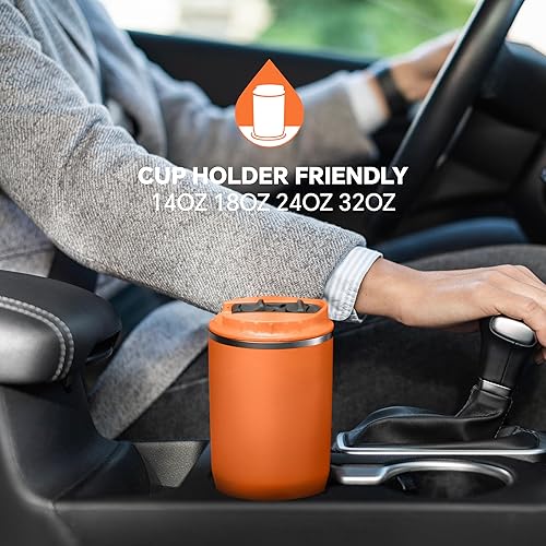 Miniatura 6 de Ideus Vaso aislado con tapa y pajilla, de acero inoxidable, de doble pared al vacío, a prueba de fugas, taza de café de viaje, apto para portavasos