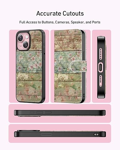 Miniatura 6 de DorisMax Funda tipo cartera para iPhone 14, desmontable, con bloqueo RFID, 4 ranuras para tarjetas, soporte de piel sintética de alta calidad,