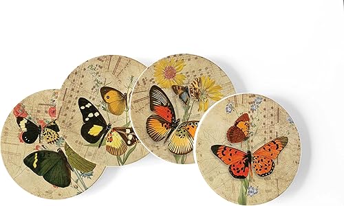 Miniatura 2 de 4 posavasos de cerámica absorbente con parte trasera de corcho, diseño artístico, juego de posavasos circulares de 4 pulgadas, protege la mesa, gran