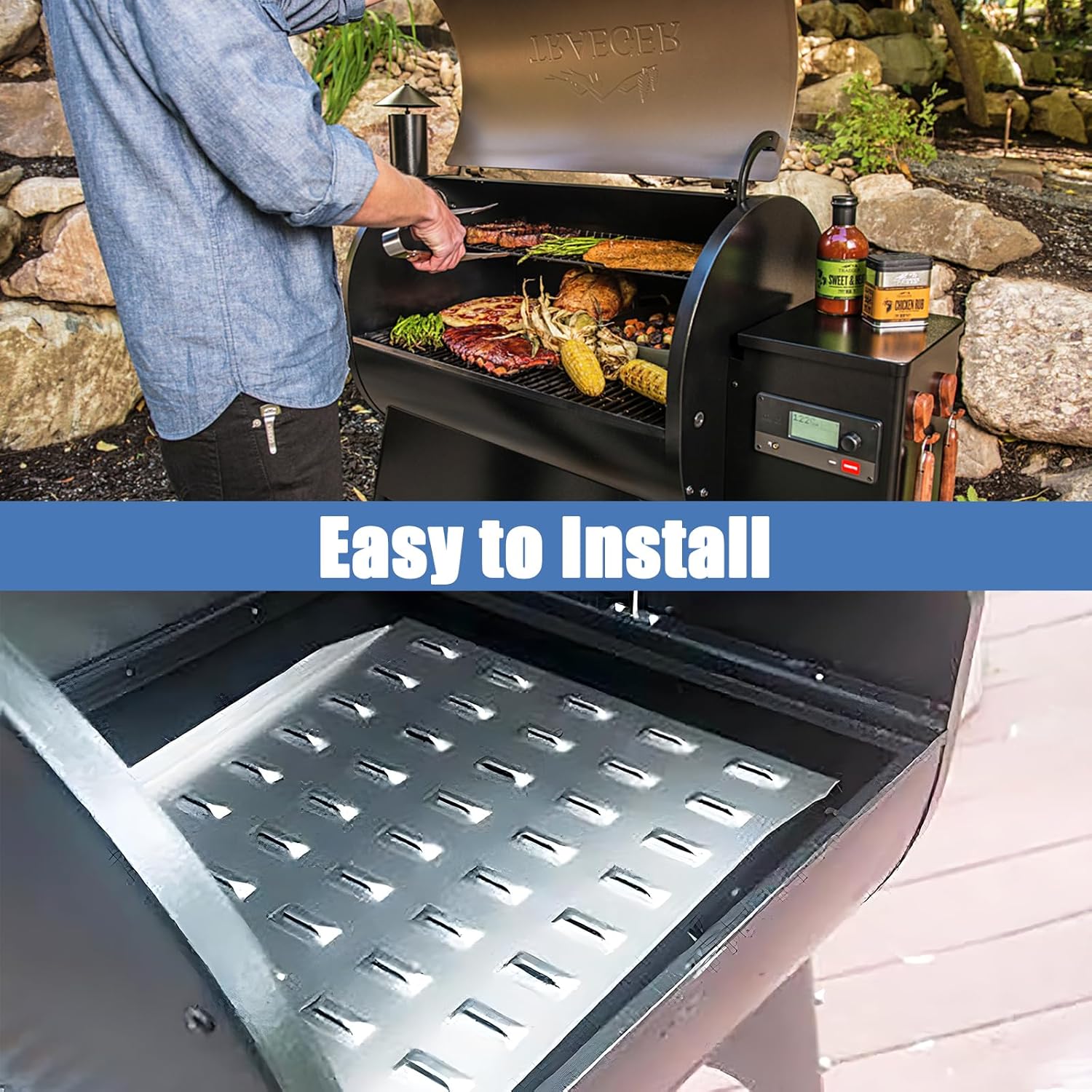 Criditpid BCA070 Drip Tray Replacement Parts for Camp Chef PG24, SmokePro SG24/STX 24, Woodwind WIFI 24/SG 24 Pellet Grills, Drip Pan for Traeger Pro 20 22 575 Series, Lil Tex, Lil Tex Elite, Mesa 22.