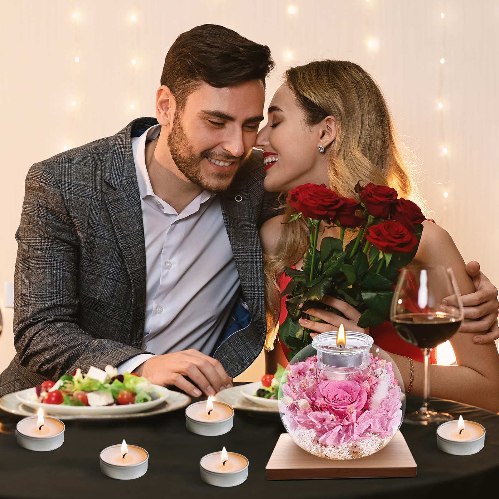 Rosa Eterna, Regalos de Cumpleaños para Mujeres, Rosas Eternas Reales con Funda de Cristal, Regalos para Mujeres, Hermanas, Amigas en Cumpleaños, Acción de Gracias, Navidad (Rosa)
