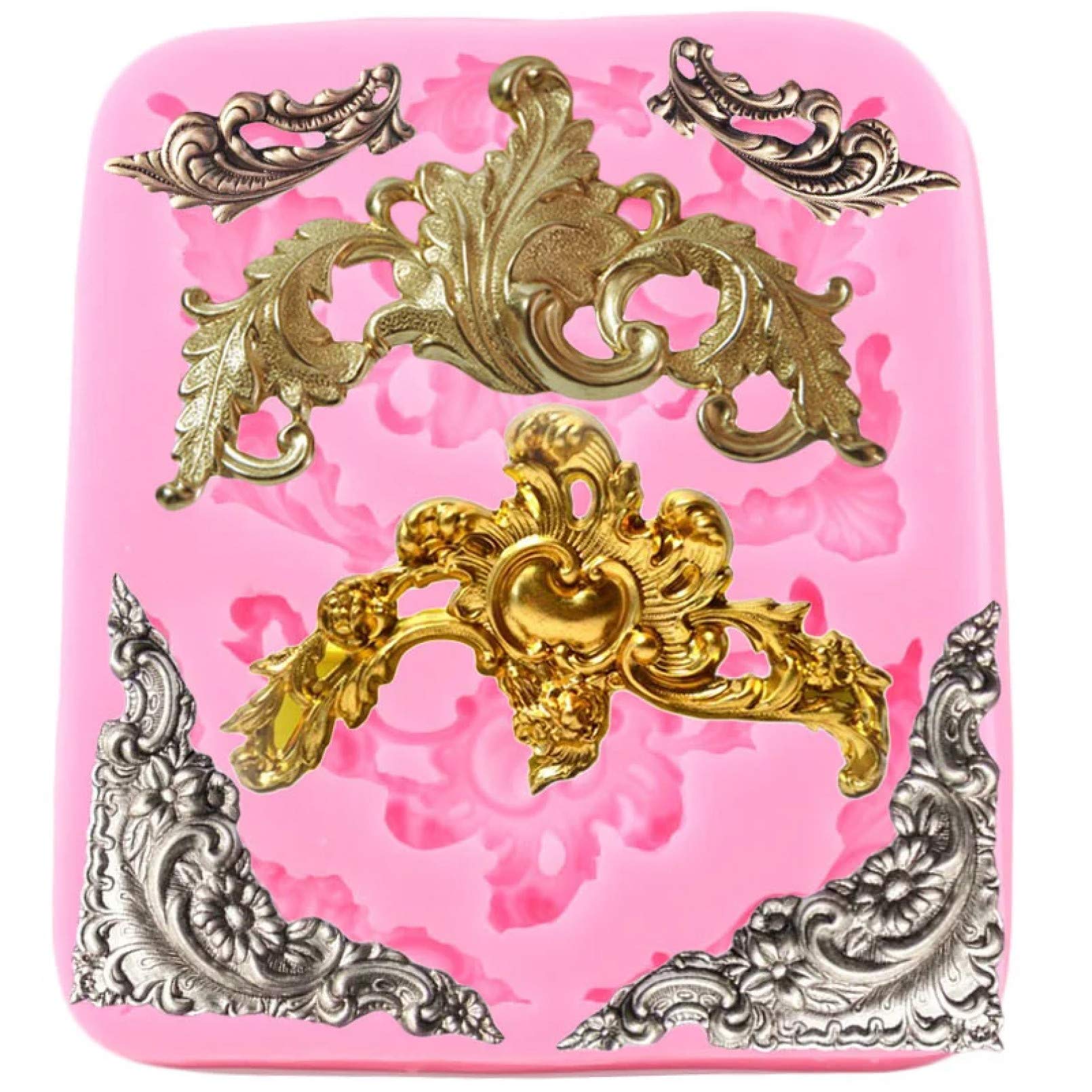 JLZK Barok Scroll Blad Border Siliconen Mold Relief Cupcake Topper Decoratie Snoep Chocolade Fondant Mallen Cake Decorating Gereedschap