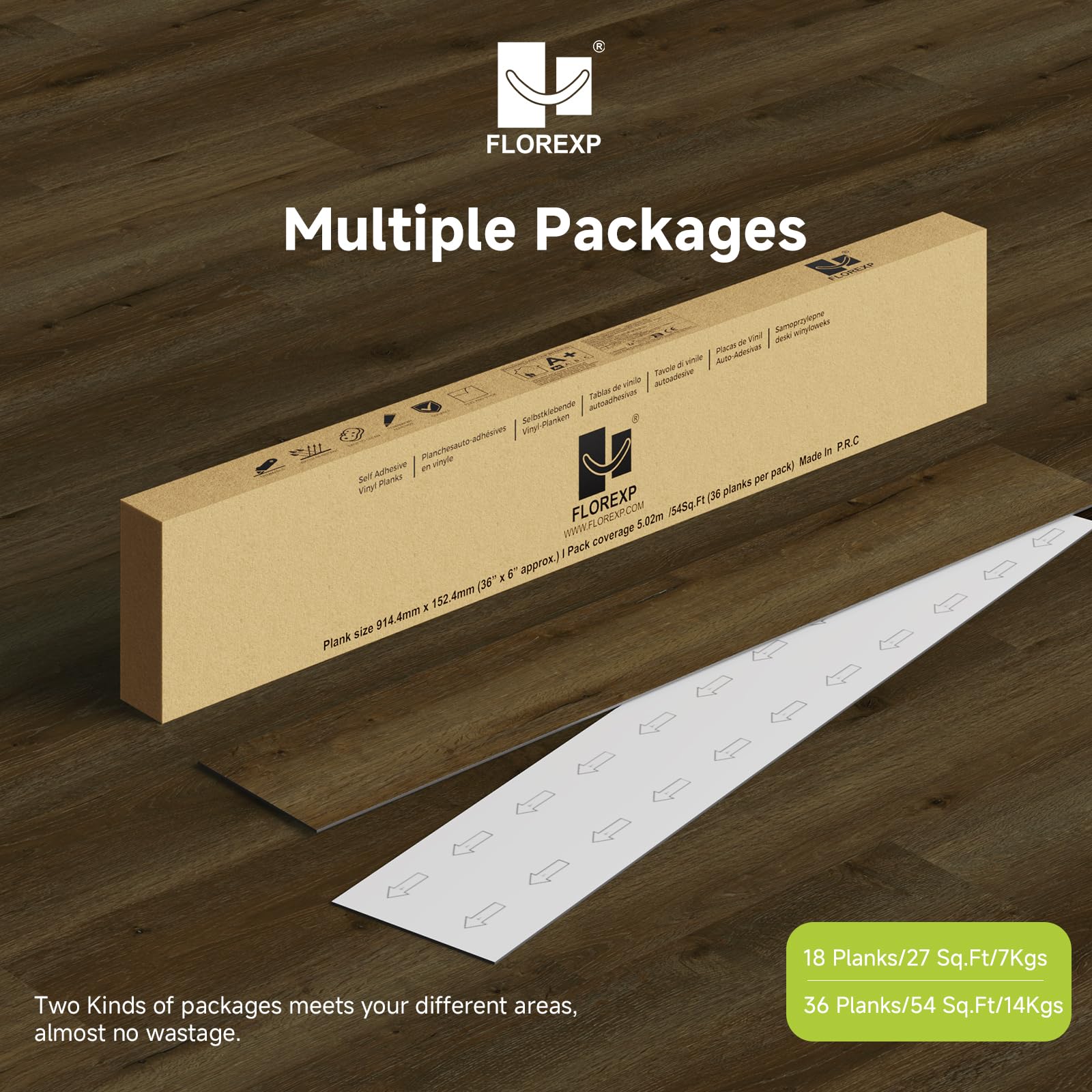 Pavimenti in vinile Peel and Stick, legno espresso, 18 assi 27 mq