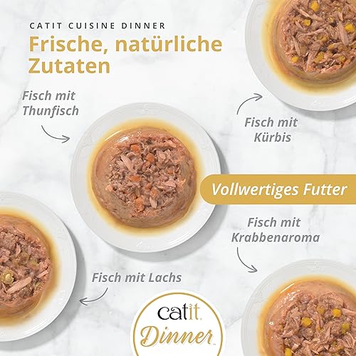 Miniatura 9 de Catit Cena de pescado con salmón y judías verdes - Alimento húmedo hidratante y saludable para gatos de todas las edades