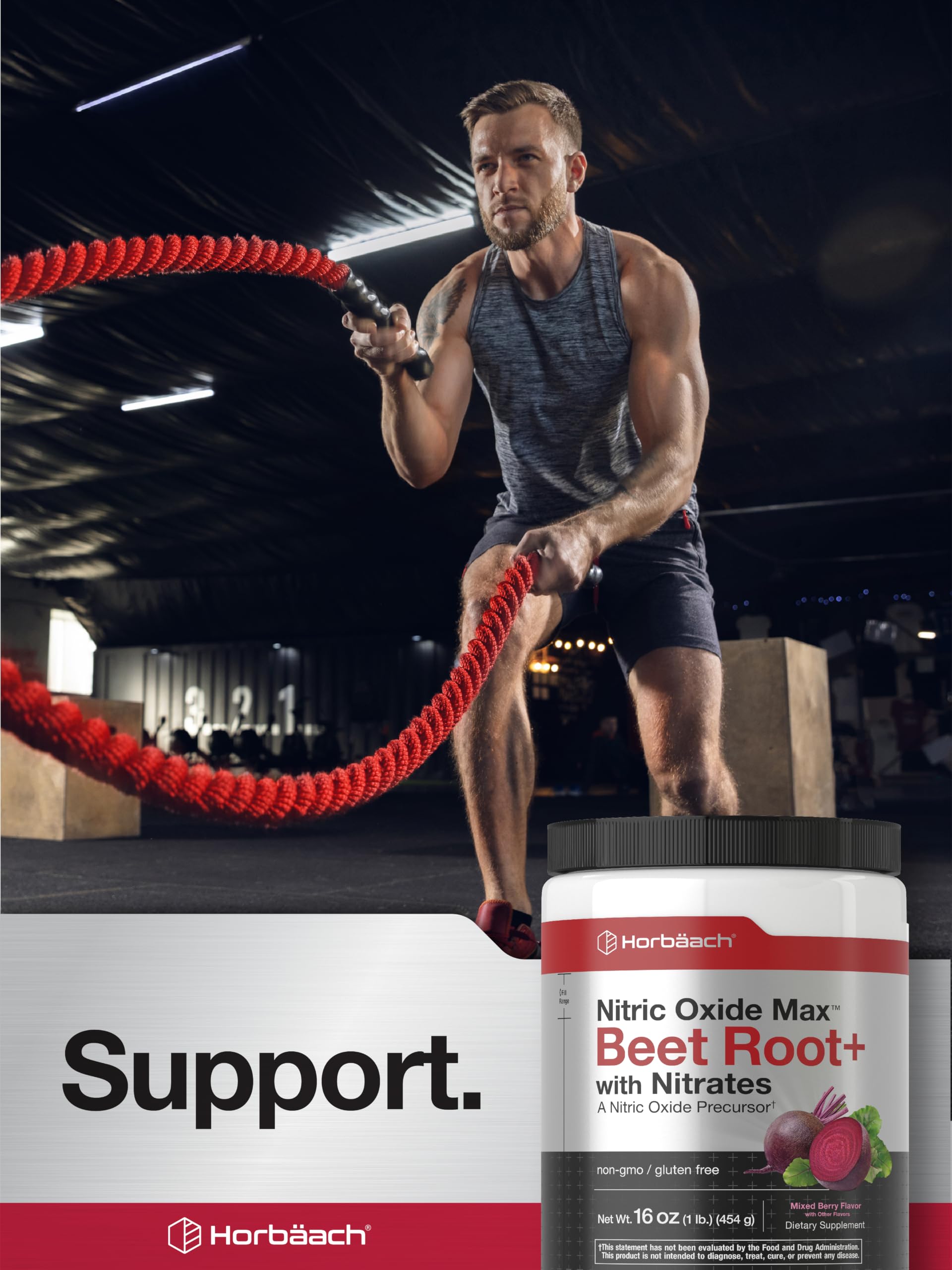 Horbaach Nitric Oxide Powder | 16 oz | Supplement for Men & Women | with Beet Root & Nitrates | Mixed Berry Flavor | Vegan, Non-GMO & Gluten Free — Amazon image 6