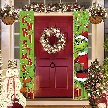Christmas Porch Banner Xmas Winter Decorations for Home Decor