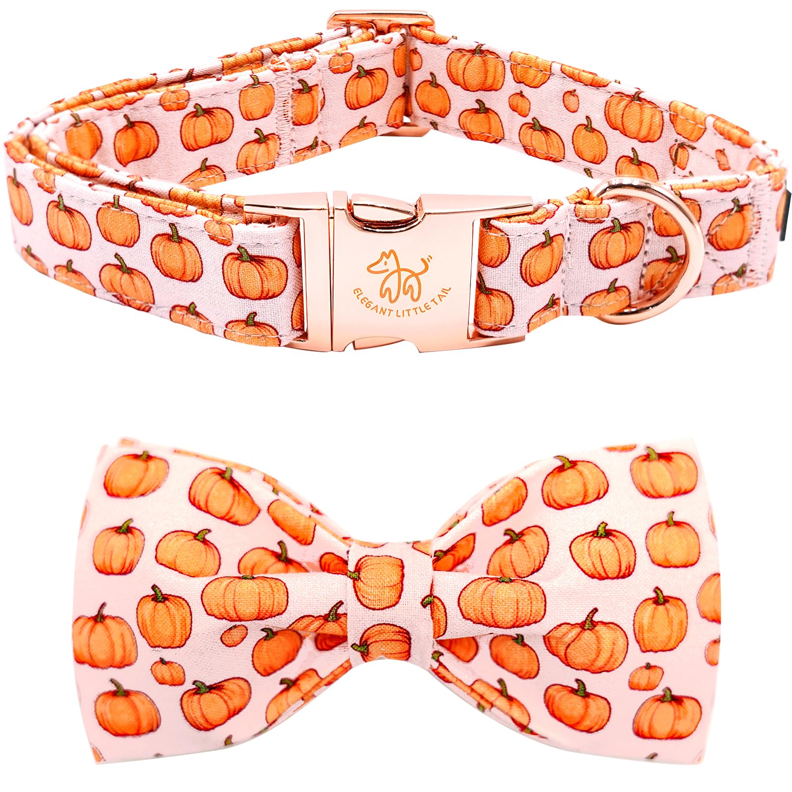 Collier pour chien citrouille rose Halloween réglable avec boucle métal petit chien coton