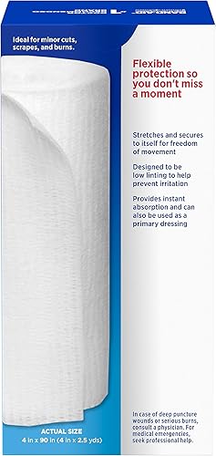 Miniatura 6 de Band-Aid Cubiertas de primeros auxilios Kling de gasa enrollada grande (paquete de 3)