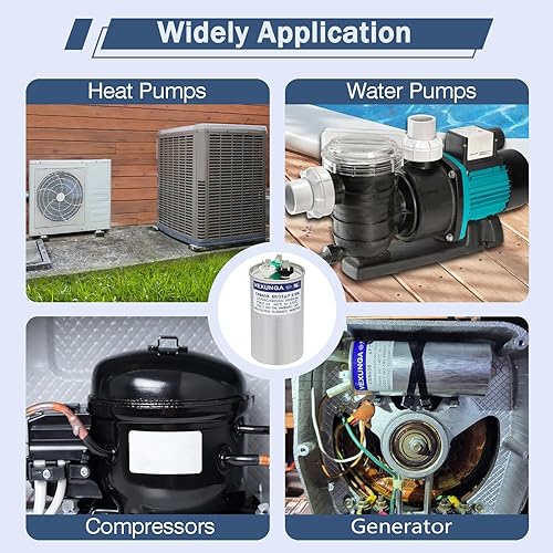 Miniatura 28 de Condensador ovalado de arranque para aire acondicionado, 7.5 uF 370/440VAC 50/60Hz CBB65 CBB65A, arranque de motor de ventilador, bomba de piscina