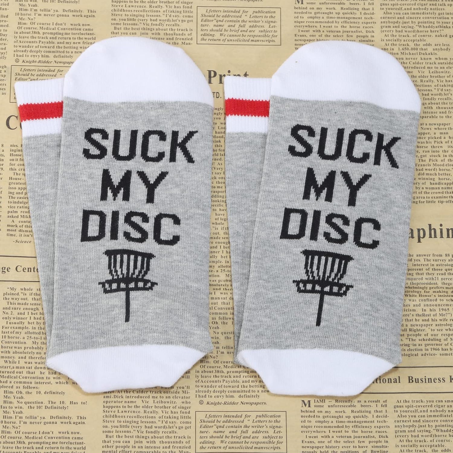 JXGZSO Disc Golf Socks Golfing Socks Suck My Disc Funny Socks Gift For Disc Golf Lover (Suck My Disc) - Image 4