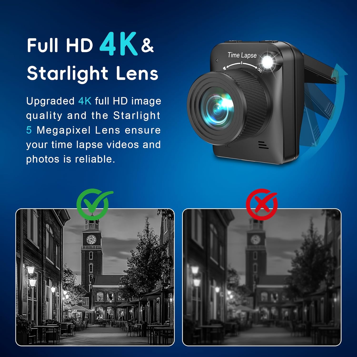 Time Lapse Camera, 4K Timelapse Outdoor Construction Camera with 3 Mount, Waterproof Housing, SD Card for Construction Sites, House Building, Plant Growth