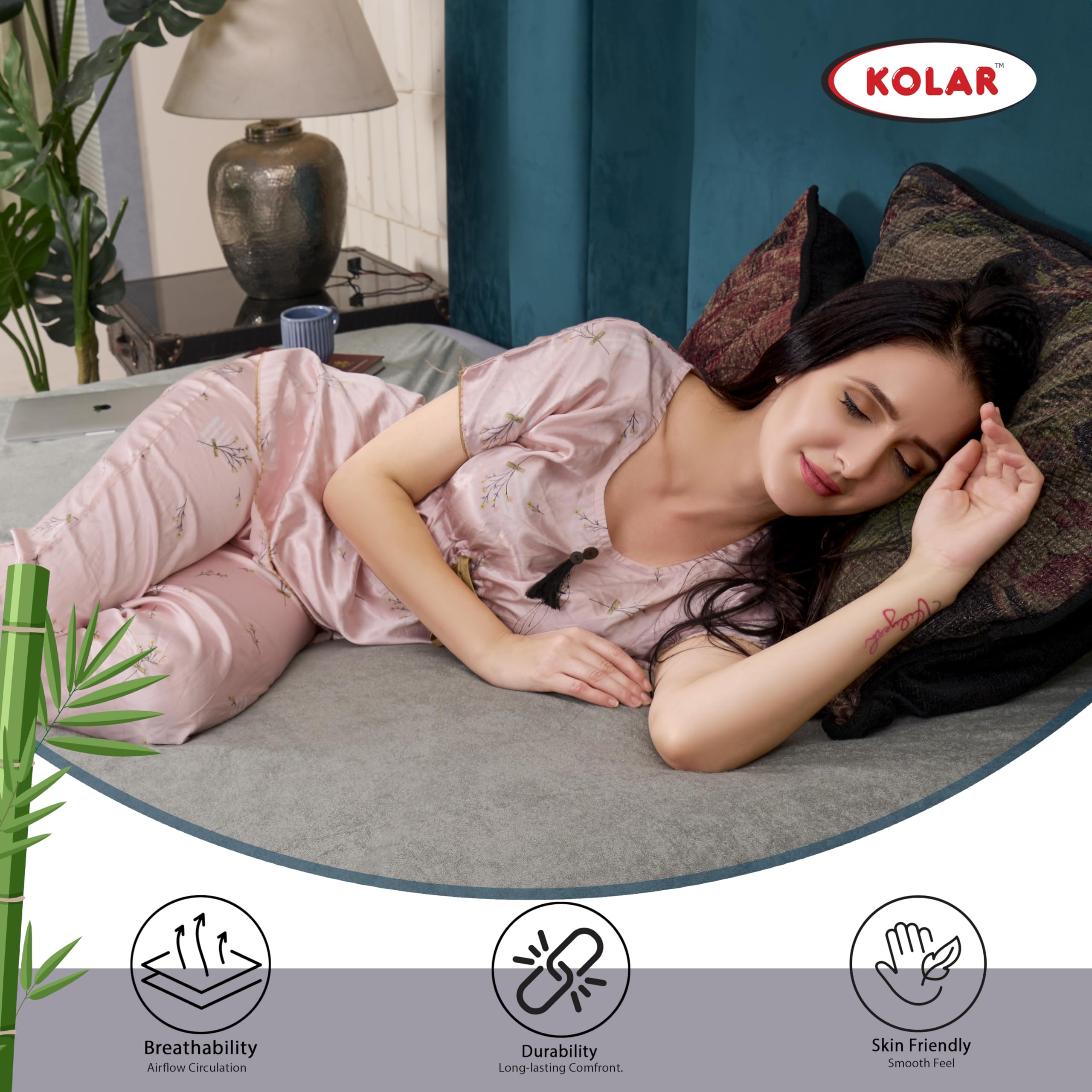 Kolar Premium Bamboo Mattress Protector| 100% Water Proof Protector King Size 78x72 Inches | Breathable and Hypoallergenic Ultra Soft Fitted Bed Protector Cover - Grey