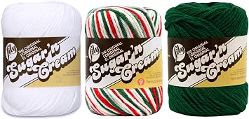Bulk Buy Lily Sugar n Cream Limited Edition 100% Cotton Yarn Curated 3-Pack White, Mistletoe, Dark Pine