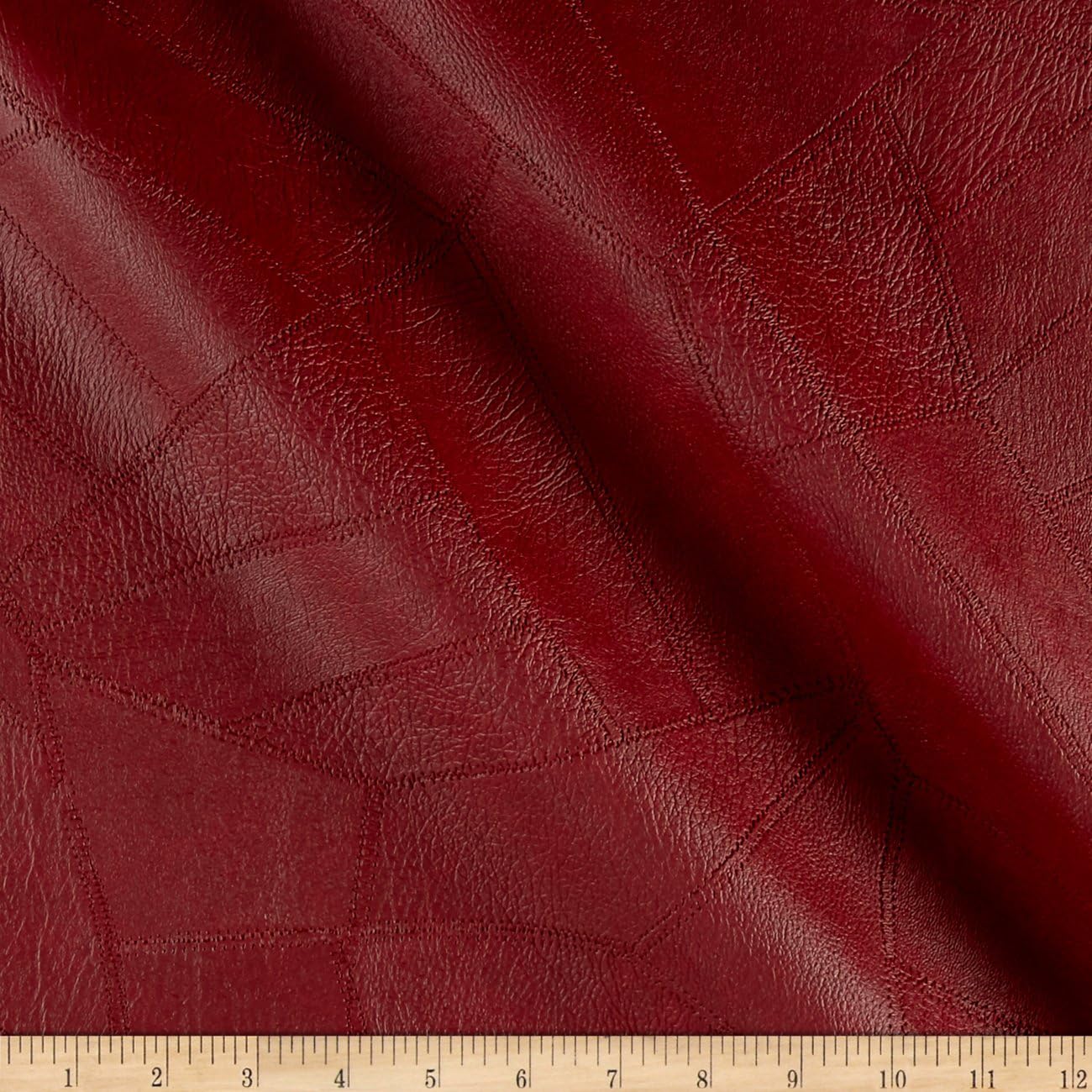 Faux Leather Patchwork Burgundy, Fabric by the Yard