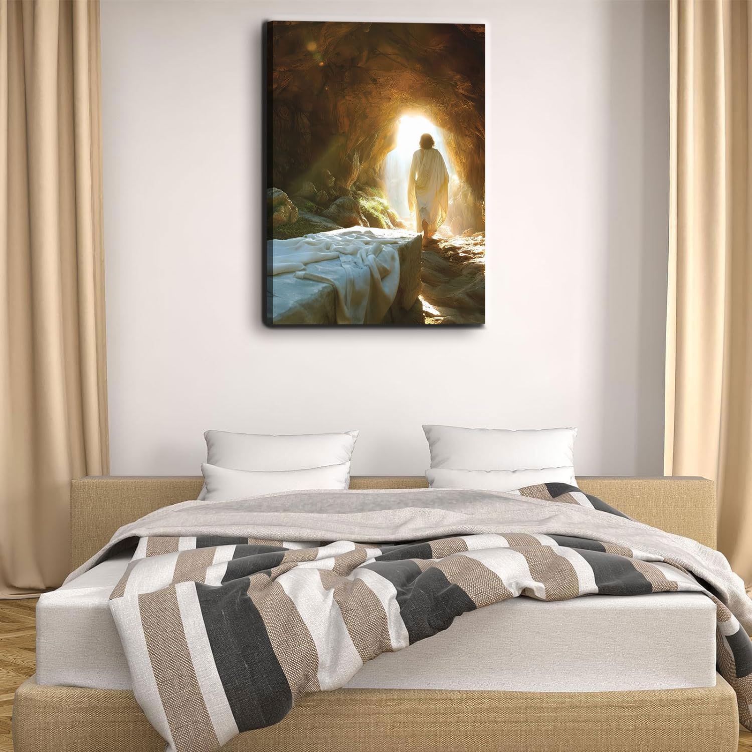 Jesus Canvas Wall Art Jesus Leaves the Tomb Wall Decor pictures Christian Resurrected Savior Leaves the Tomb Posters Prints for Church Home Bedroom living room Home Decortion 24inx36in Canvas